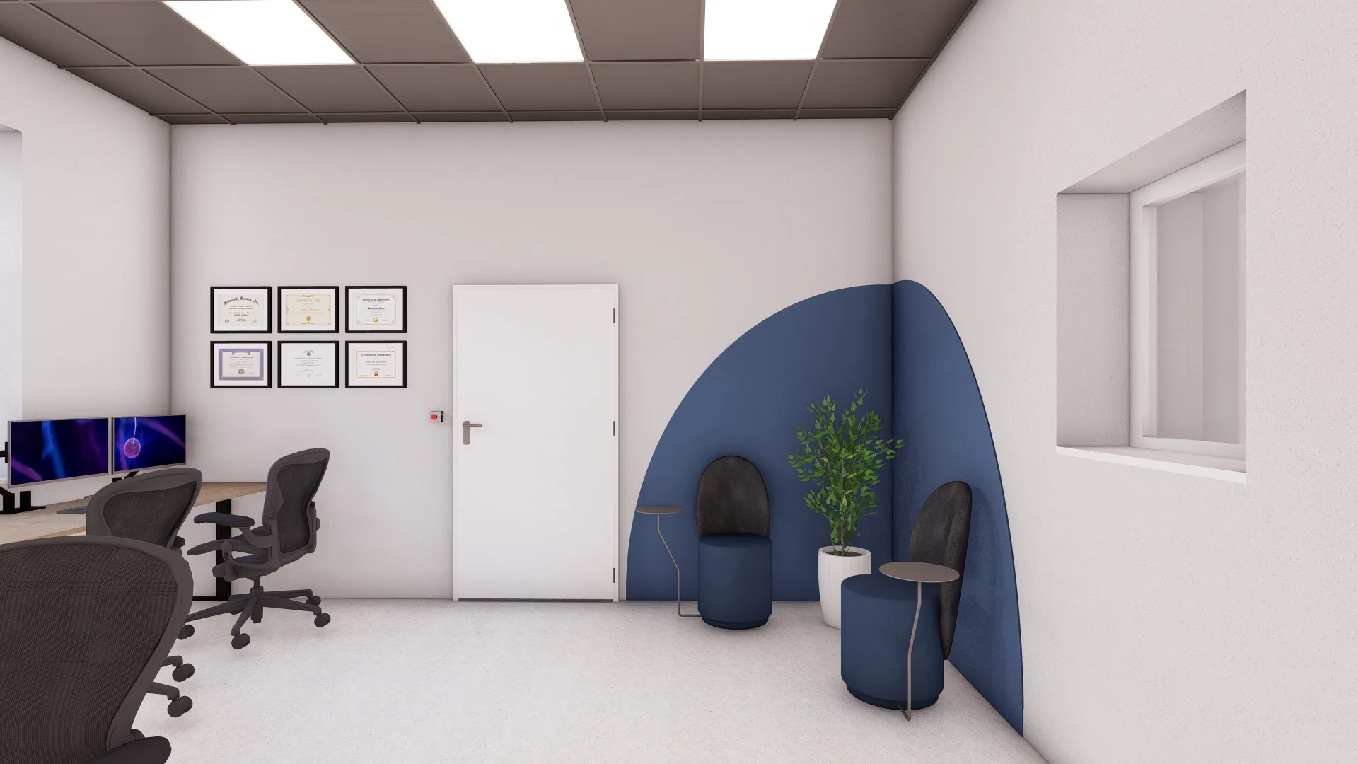Moderné kancelárie s lounge zónou – 3D vizualizácia 09